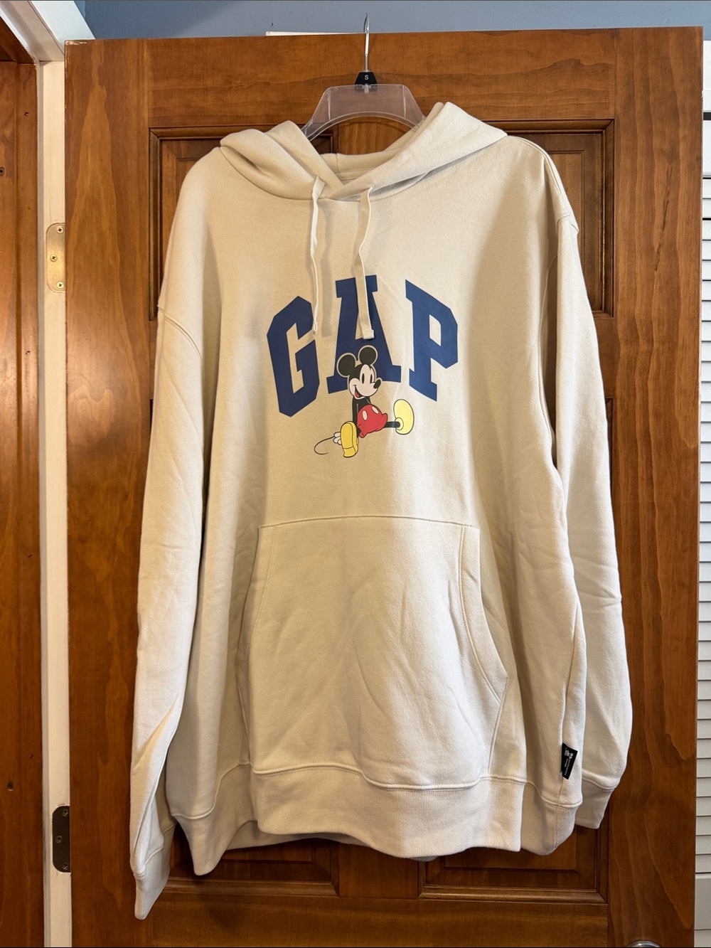 GAP X Disney Cream Hoodie with Blue Logo and Mickey Graphic - NWT